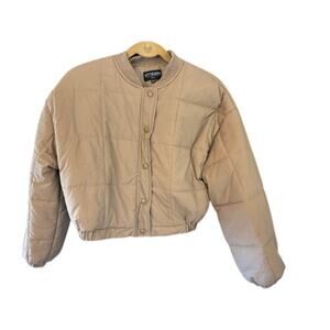 Kittenish Woman Cropped Puffer Jacket Women's Small Tan